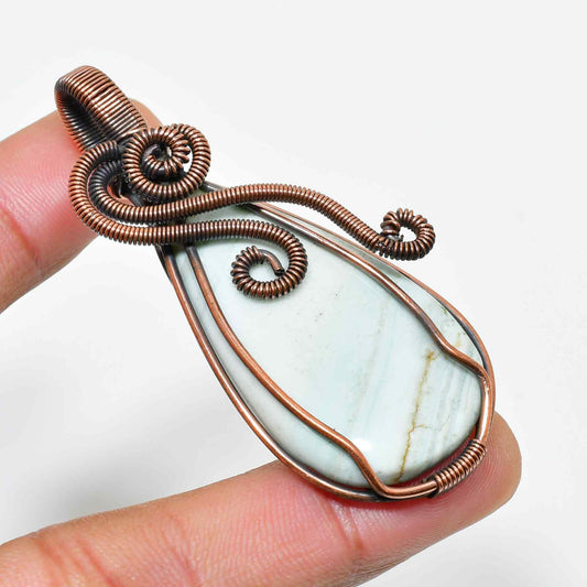 Gaia’s Embrace – Copper-Wrapped Natural Stone Pendant