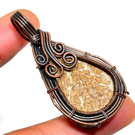 Gaia’s Embrace – Oxidized Copper & Stone Pendant