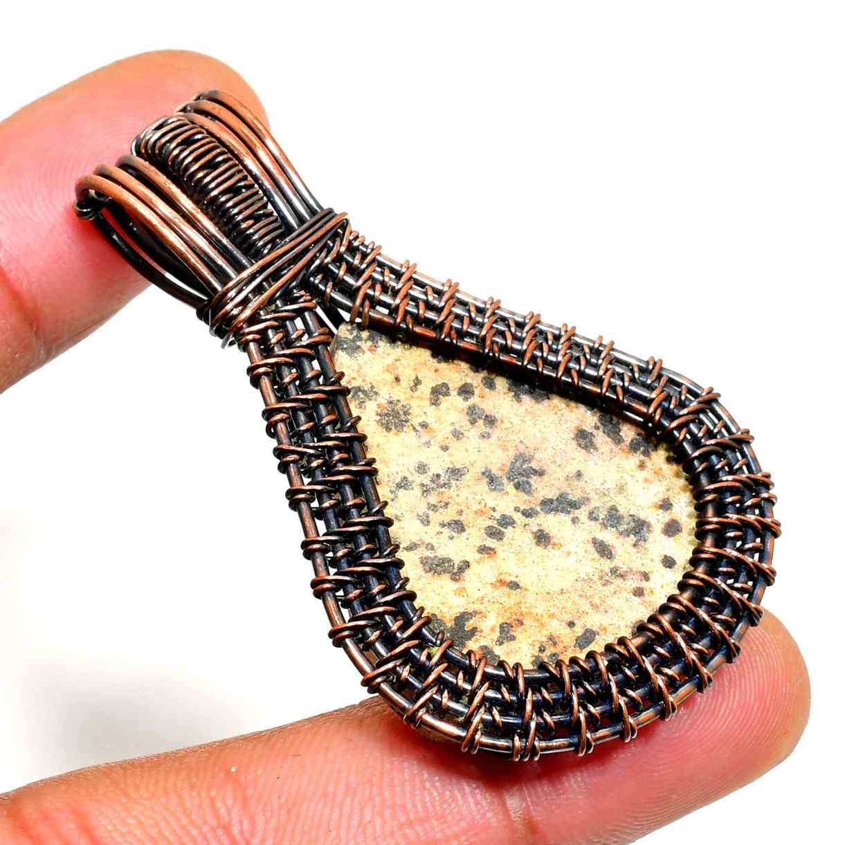 Earthbound Heart – Copper-Wrapped Natural Stone Pendant