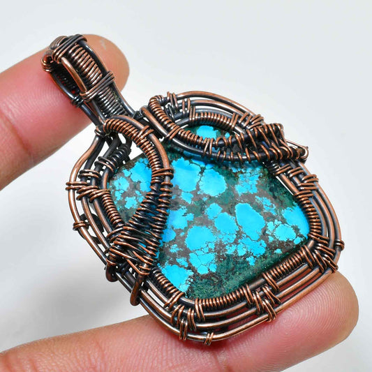 Harmony’s Embrace – Turquoise Copper Pendant