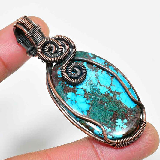 Azure Dreamcatcher – Turquoise Copper Pendant