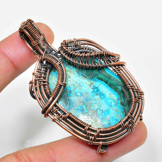 Celestial Embrace – Turquoise Copper Pendant