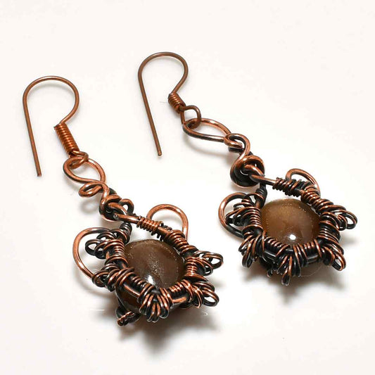 Rowan’s Ember – Smoky Quartz Copper Earrings