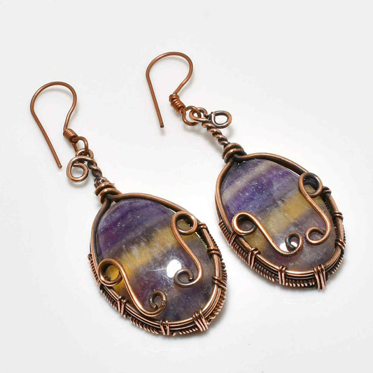 Starlit Dreams – Copper-Wrapped Fluorite Earrings