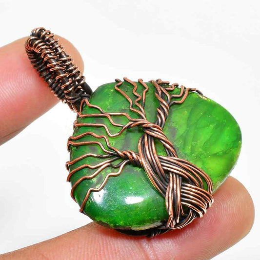 Gaia’s Embrace – Green Stone Tree of Life Pendant