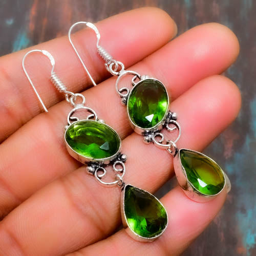Nature’s Glow – Peridot & Sterling Silver Filigree Earrings
