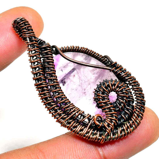 Ezra’s Veil – Oxidized Copper & Amethyst Pendant