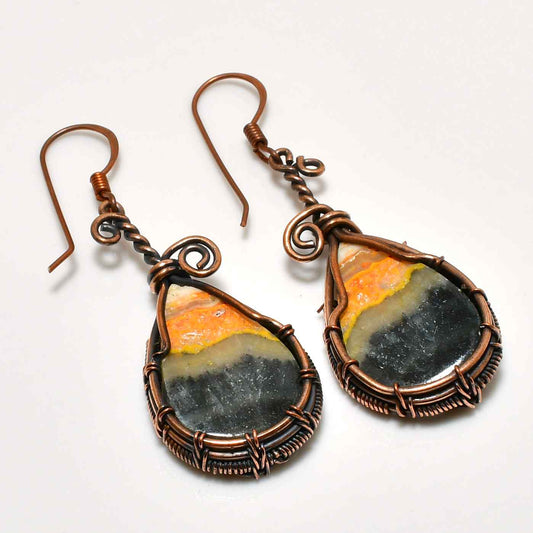 Gaia’s Embrace – Agate & Oxidized Copper Earrings