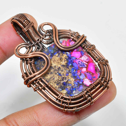 Aurora’s Harmony – Multi-Crystal Copper Pendant