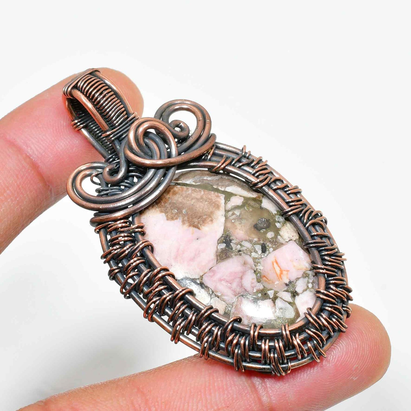Celestial Calm – Natural Stone Wire-Wrapped Pendant