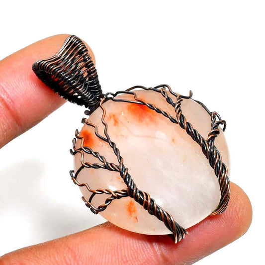 Ember’s Root – Orange Quartz Copper Pendant