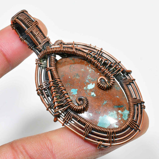 Gaia’s Embrace – Oxidized Copper Stone Pendant