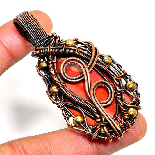 Gaia’s Embrace – Natural Stone Copper Pendant