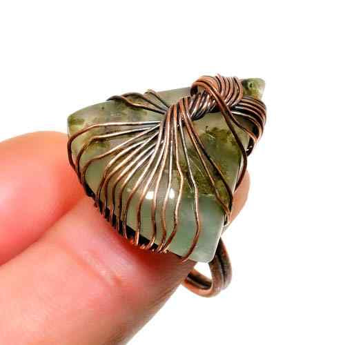 Aurora’s Embrace – Jade & Copper Wire Ring