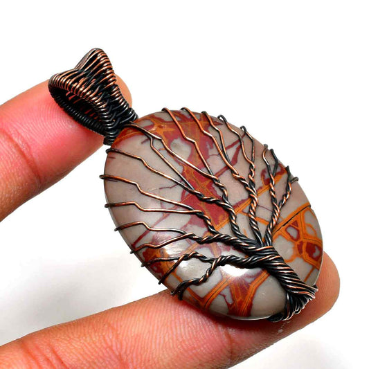 Earth’s Embrace – Agate & Copper Tree of Life Pendant