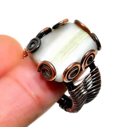 Gaia’s Embrace – Green & White Copper Ring