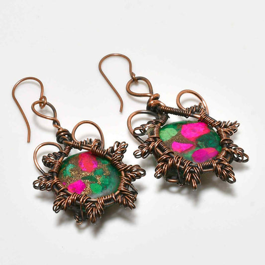 Hope’s Radiance – Copper-Wrapped Gemstone Earrings