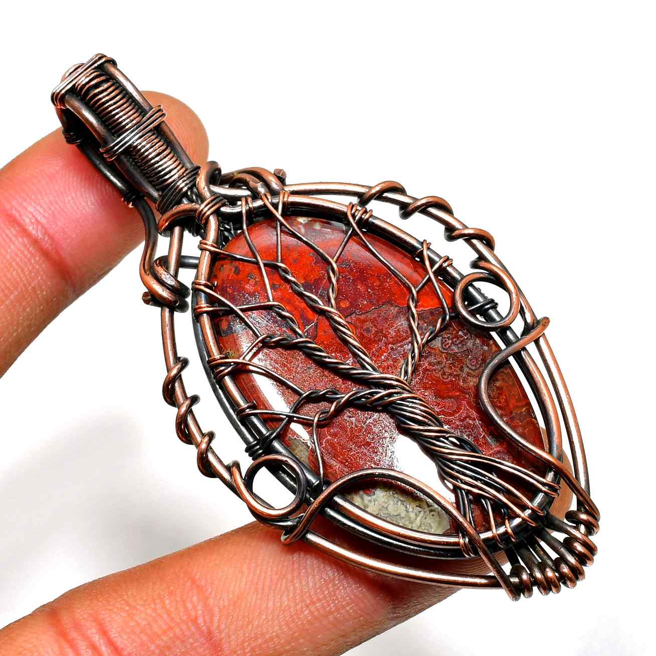 Gaia’s Embrace – Jasper Copper Pendant