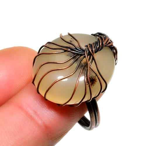 Moonlit Harmony – Copper Wire Moonstone Ring