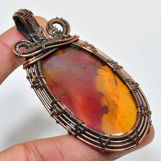Ember’s Glow – Agate & Vintage Copper Pendant