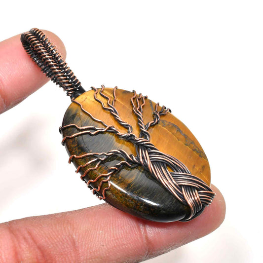 Rooted Radiance – Tiger’s Eye & Copper Pendant