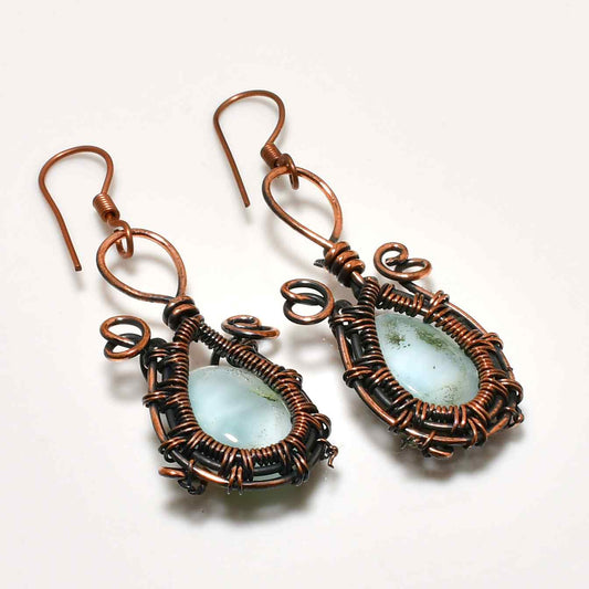 Ocean’s Whisper – Aquamarine Copper Earrings