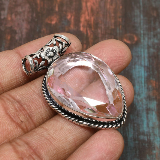 Serenity’s Tear – Rose Quartz Sterling Silver Pendant