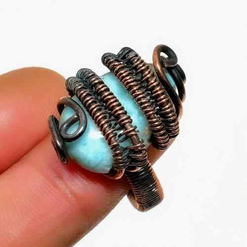 Tranquil Tide – Larimar Copper Ring