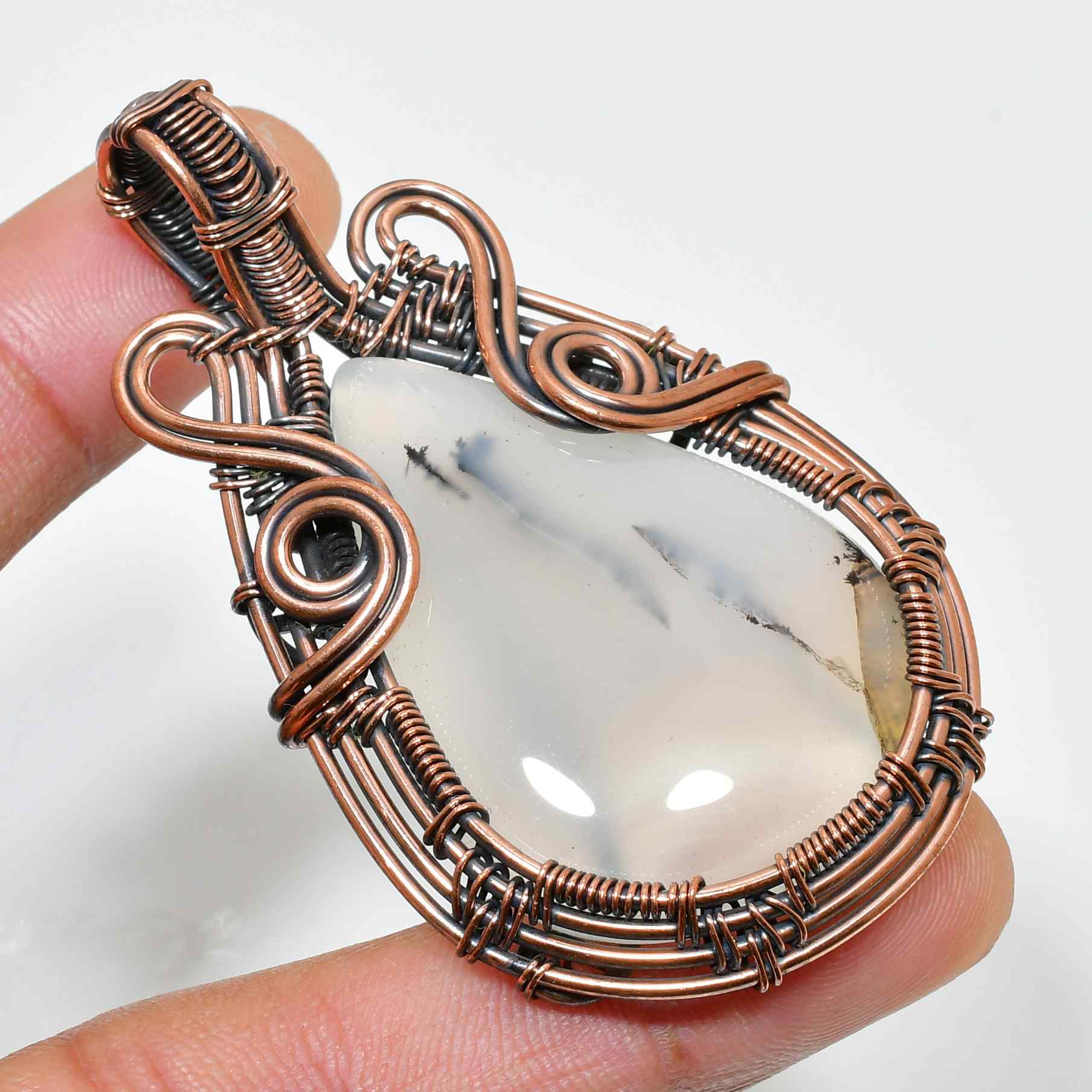 Moonlit Harmony – Agate & Copper Pendant