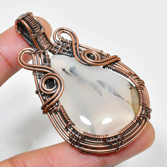 Moonlit Harmony – Agate & Copper Pendant