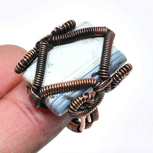 Grounded Grace – Banded Agate Copper Ring
