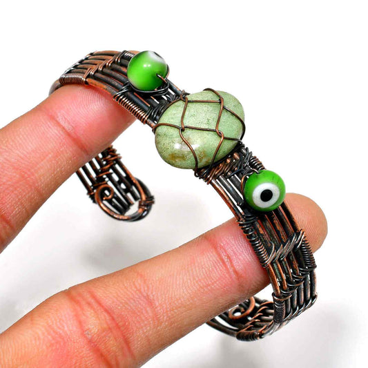 Gaia’s Harmony – Green Stone Copper Cuff