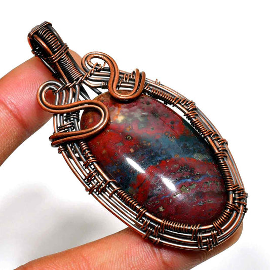 Grounded Glow – Jasper Copper Pendant