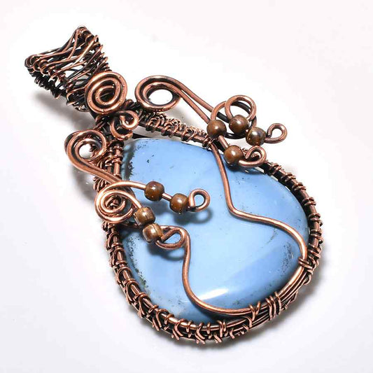 Azure Serenity – Blue Lace Agate Copper Pendant