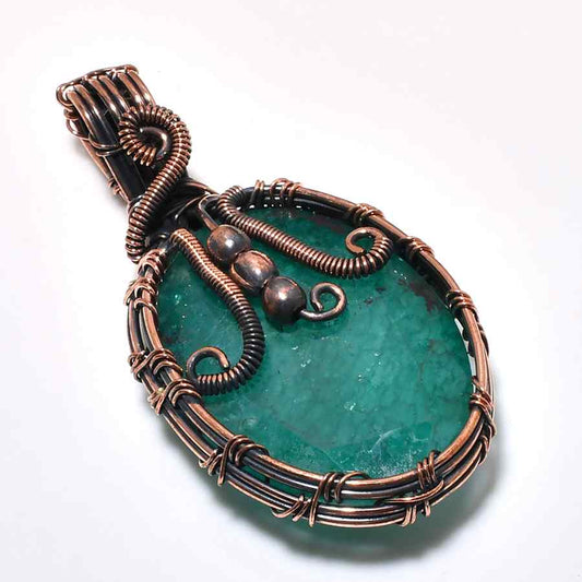 Emerald Essence – Oxidized Copper Pendant