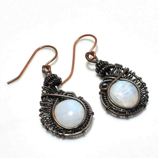 Moonlit Whispers – Moonstone & Antique Bronze Earrings
