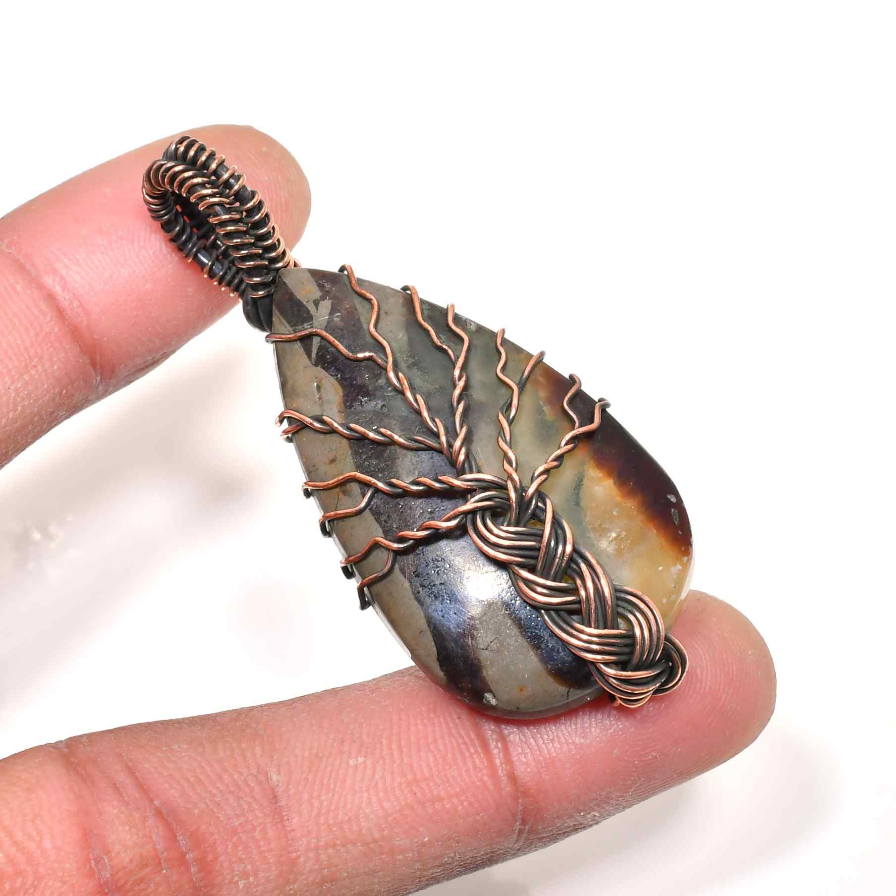 Rooted Harmony – Agate Copper Pendant