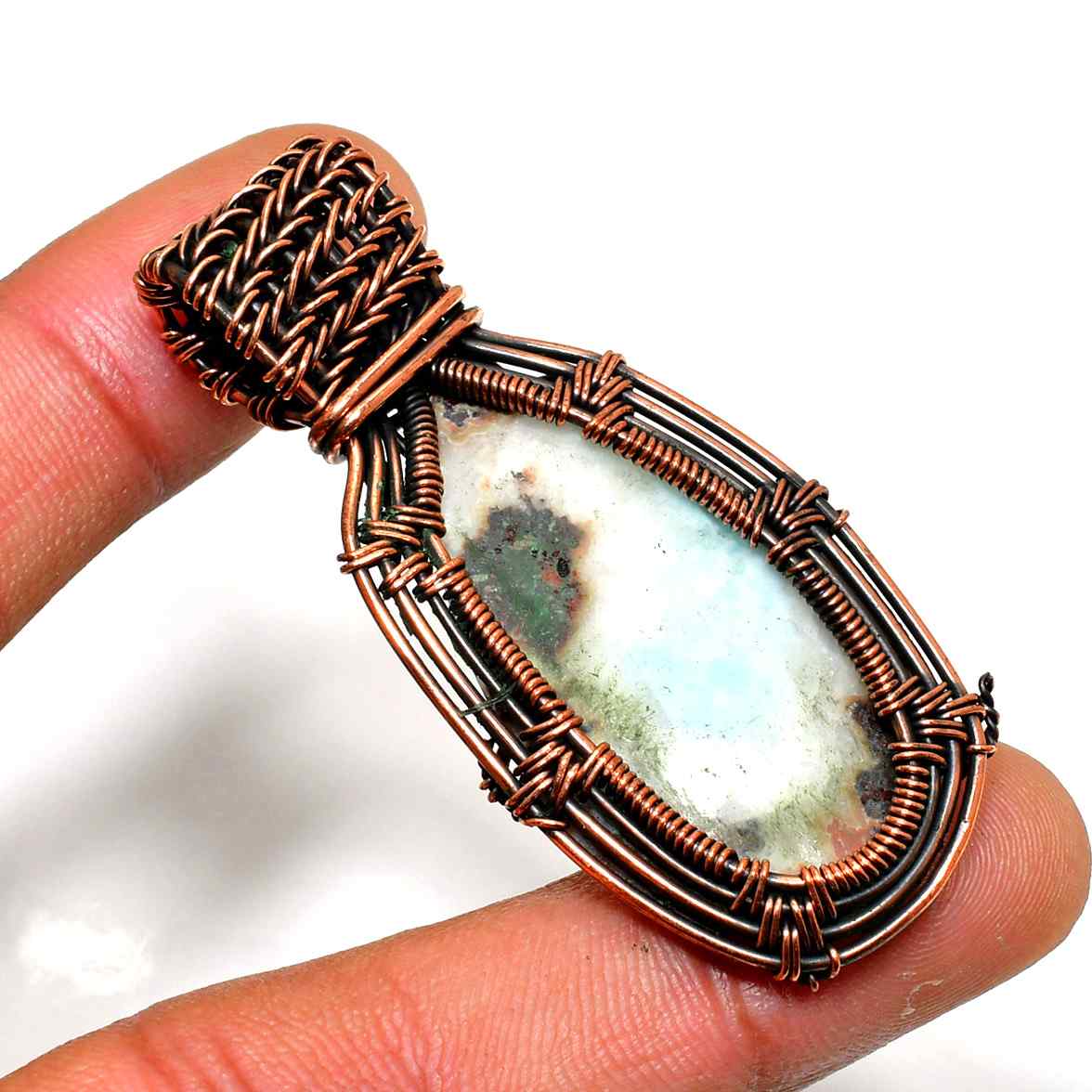 Earthsong – Copper-Wrapped Stone Pendant