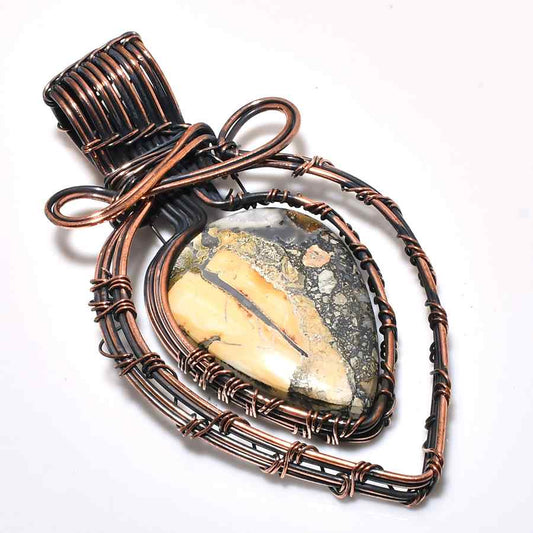 Sunlit Roots – Yellow Jasper Copper Pendant