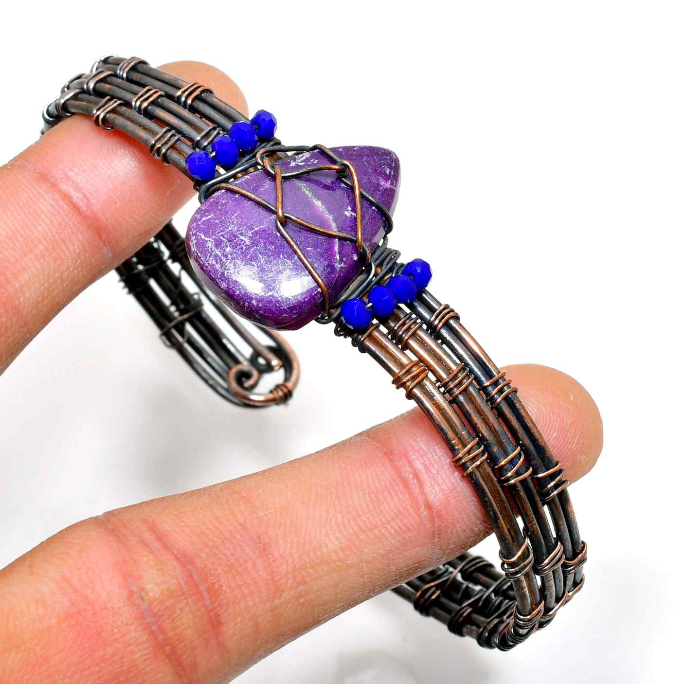 Celestial Calm Cuff – Amethyst & Oxidized Copper
