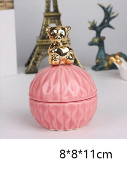 Pink Ceramic Dust-proof Jewellery Storage Case