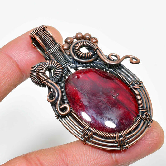 Ember’s Embrace – Garnet & Oxidized Copper Pendant