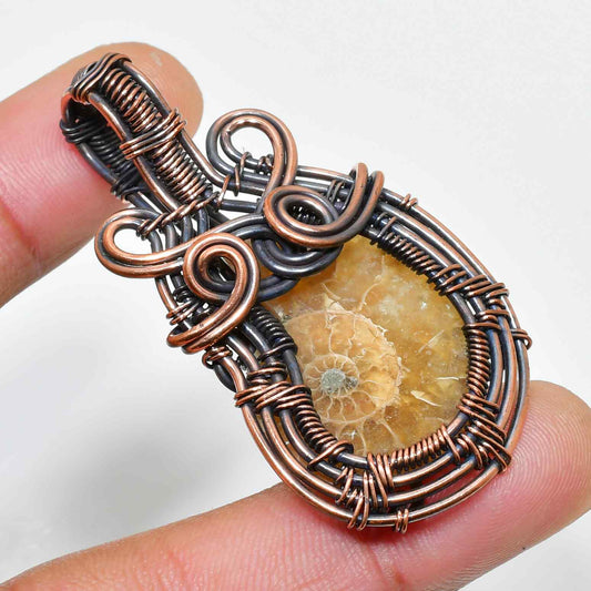 Ancient Harmony – Ammonite Copper Pendant