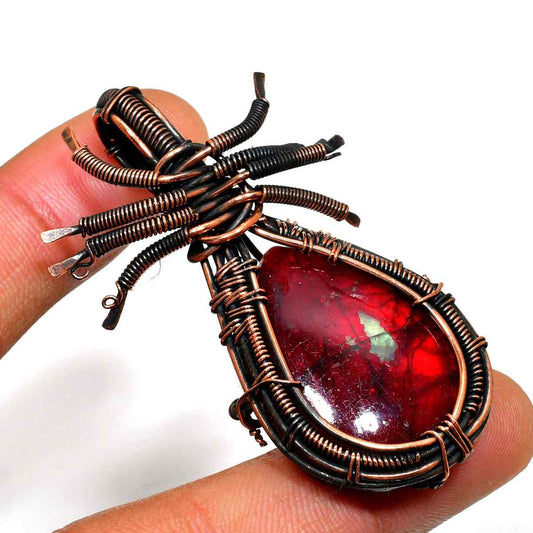 Ember’s Embrace – Wire-Wrapped Red Stone Pendant