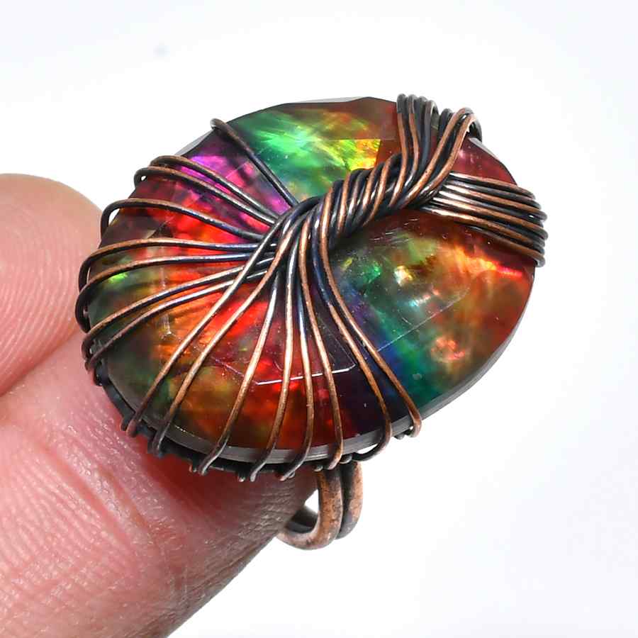 Luna’s Aura – Oxidized Copper Opal Ring
