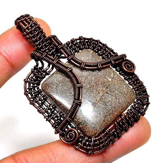 Starlit Haven – Cosmic Goldstone Copper Pendant