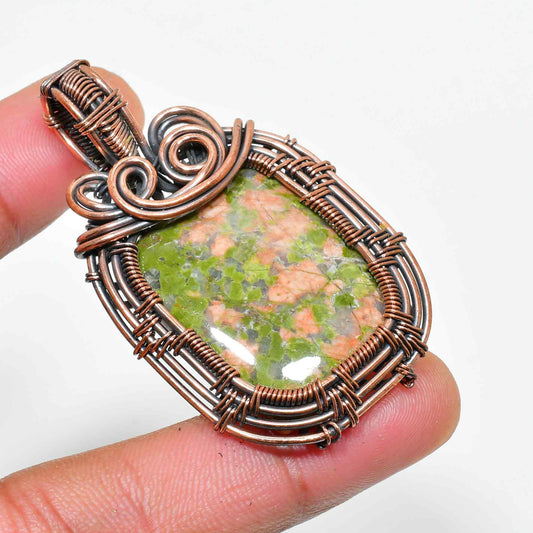 Nature’s Embrace – Ruby Zoisite Copper Pendant
