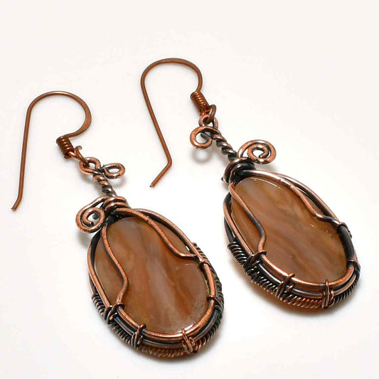 Amber Whisper – Oxidized Copper Amber Earrings
