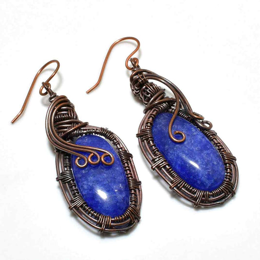 Petra’s Echo – Lapis Lazuli & Antique Copper Earrings