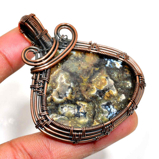 Gaia’s Embrace – Copper Wrapped Stone Pendant